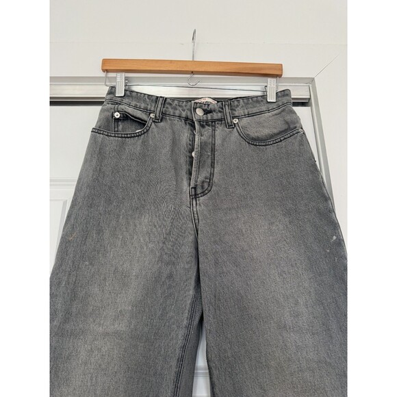 Zadig & Voltaire Womens Black 26 Evy Denim Cut Jeans Wide Leg Baggy Embroidered - Picture 3 of 12